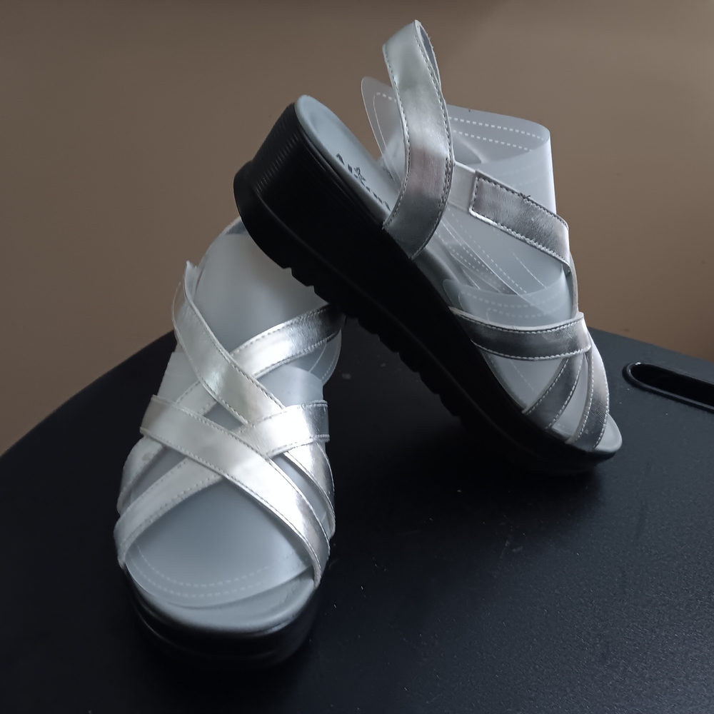 Alegria Metallic Silver Sandals